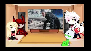 hazbin hotel react to devil may cry 5 nero vs vergil whit 2 other guys