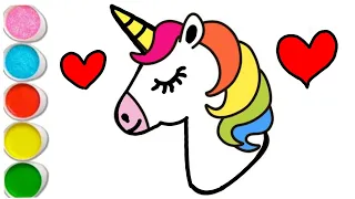 unicorn Drawing colouring and painting easy _ kids and toddlers unicorn rainbow colouring