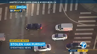 Suspect runs into freeway traffic after stolen-van chase through West LA | ABC7 Los Angeles