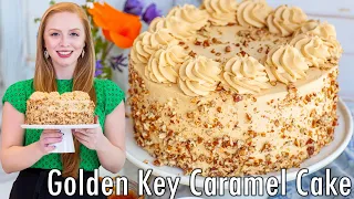 Russian Golden Key Cake | The BEST Caramel Cake Recipe! With Mascarpone Whipped Cream Frosting