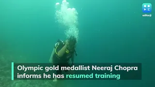 Neeraj Chopra's ultimate holiday pictures, tries javelin practice underwater