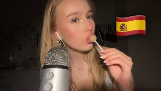 ASMR lollipop, spanish, mouth sounds, inaudible, trigger words & more !! 🇪🇸🍭