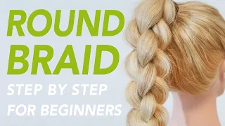 How To 4 Strand Round Braid For Beginners - Easy Step By Step -  Braided ponytail (How to 3D Braid)