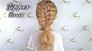 Easy And Beautiful Zipper Braid hair Tutorial.  DIY braided Hairstyles.