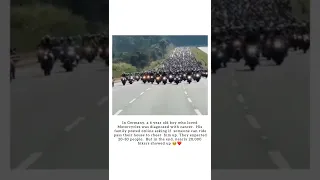 20,000 bikers performing a motorbike parade for a 6-years-old boy diagnosed with cancer in Germany