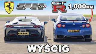 Ferrari SF90 v 1000 KM Nissan GT-R: WYŚCIG