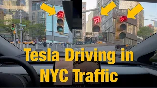 Tesla Struggles with Traffic and Nearly Runs a Red