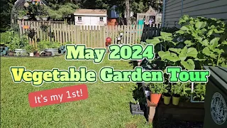 May 2024 Vegetable Garden Tour. Small space, square foot & vertical gardening!