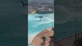 Helicóptero da PM usa água do Brasil Beach para apagar incêndio