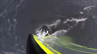 Windsurf planing and carve gybe attempt