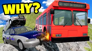 POLICE CHASE with Buses on a DANGEROUS Mountain in BeamNG Drive Mod!