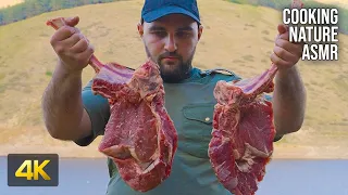 Perfect Tomahawk Steak Cooked in Nature! Juicy Ribeye Beef Steak - ASMR Cooking