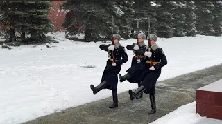 CHANGING OF GUARDS in Alexander Garden of Moscow, Russia