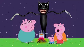 Cartoon Cat Attacked Peppa's Family During a Night Camping