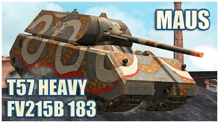 Maus 313, T57 Heavy & FV215b (183) • WoT Blitz Gameplay