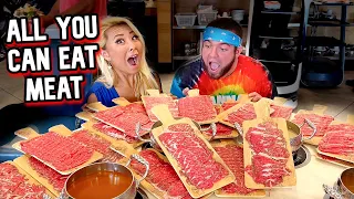 HOW MUCH MEAT CAN TWO COMPETITIVE EATERS EAT?! at Oishi Shabu in Irvine, CA!!! #RainaisCrazy