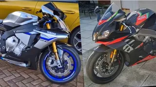 YAMAHA YZF R1M vs APRILIA RSV4 1100 FACTORY | AKRAPOVIČ Exhaust Sound Comparison