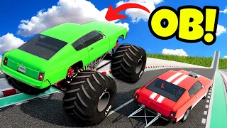 OB & I Jumped UPGRADED Cars on a MASSIVE JUMP in BeamNG Drive Mods!