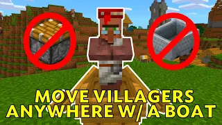 How To Quickly Move Villagers With A Boat! On Land And Up! (Minecraft)