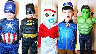 Kids Costume Runway Show Superheroes Disney Marvel  Paw Patrol Dress Up Fun with Caleb Kids Show!