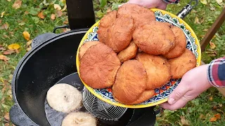 БЕЛЯШИ с МЯСОМ.  НАСТОЯЩИЕ ПЫШНЫЕ беляши В КАЗАНЕ НА КОСТРЕ.  Рецепт ИДЕАЛЬНОЕ тесто.