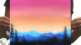 Acrylic Painting Tutorial for Beginners | Easy Sunset Landscape Painting