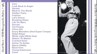 David Bowie Sydney R.A.S. of N.S.W. Showgrounds nov 20 1983 ( audio )