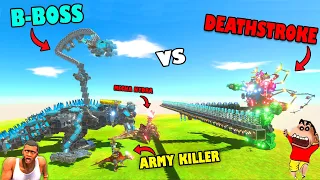 B-BOSS, ARMY KILLER, MECHA HYDRA vs DEATHSTROKE in Animal Revolt Battle Simulator with SHINCHAN CHOP