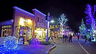 Blue Mountain Village Travel and Holiday Magic Lights December 2021 Ontario Canada 4K