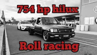 3rz turbo 754hp hilux @ roll racing 14/3/20 trying to get some traction #golebysparts