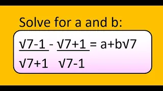 root7-1/root7+1 -root7+1/root7-1 = a+broot7 #class9 #chapter1 #numbersystems #important