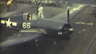 HELLCATS LAND ON USS YORKTOWN (CV-10) & BURIAL AT SEA - 01-1945 - NO SOUND - COLORIZE