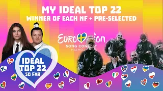 My Ideal Top 22 Eurovision 2024 (My NF winners + internally selected) NEW:🇸🇮🇵🇹🇩🇪🇫🇮🇱🇹🇷🇸🇺🇦🇮🇸🇩🇰