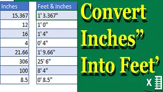 Use Excel to Convert Inches to Feet and Inches/XL Maza