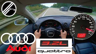 Audi A3 3.2 VR6 quattro S tronic 250 PS Top Speed Drive On German Autobahn No Speed Limit