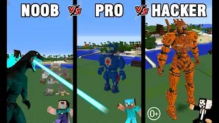 Minecraft Battle: NOOB vs PRO vs HACKER: BUILD ROBOTS TO FIGHT GODZILLA CHALLENGE in Minecraft