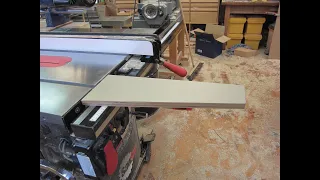 Clip-on Infeed Support for Table Saw including SawStop T-Glide fence.