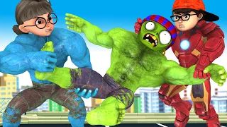Couple Hero Nick and Tani Hulk vs Team Zombie rescue Ice scream - Scary Teacher 3D Animation