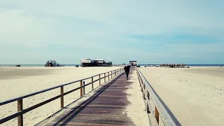 Saint Peter Ording. The beautiful beach of the North Sea coast. Schleswig Holstein Travel Vlog