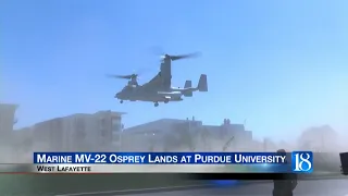 Marine MV-22 Osprey lands at Purdue University