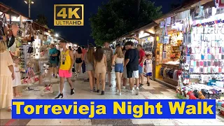 [4K] Torrevieja, Costa Blanca, Spain. Nighttime Walking Tour Heading to the Promenade August 2022 🇪🇸