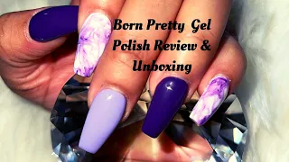 Born Pretty 10ml 6pc Gel Polish Set Review and Unboxing | Acrylic Coffin  Nails with Marble Design