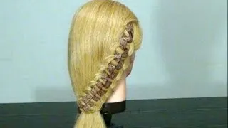 Прическа  с плетением: Коса "Шахматка". Checkerboard  Braid Hairstyle