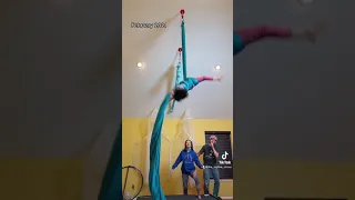 I think her dad regrets getting her aerial silks...😬