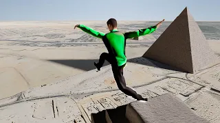 Jump from Pyramid? What would happen? - Simulation