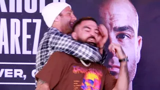 LUKE ROCKHOLD CHOKES MIKE PERRY DURING FACE OFF AT BKFC 41 FINAL PRESS CONFERENCE!
