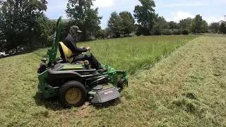 THE GREEN MONSTER RETURNS! Mowing Thick Tall Grass With John Deere Z930M!