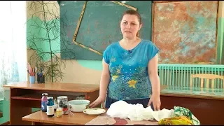 "Игры узоров" - расписываем платок в технике узелкового холодного батика (Бийское телевидение)