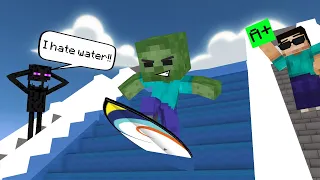 PRO SURFING CHALLENGE WITH MONSTER SCHOOL FUNNY ANIMATION