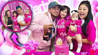 MOSTREI TUDO NO MESVERSÁRIO DA AYLA EM CASA!! TEMA BARBIE (8°MESVERSÁRIO) | YU e FAMÍLIA